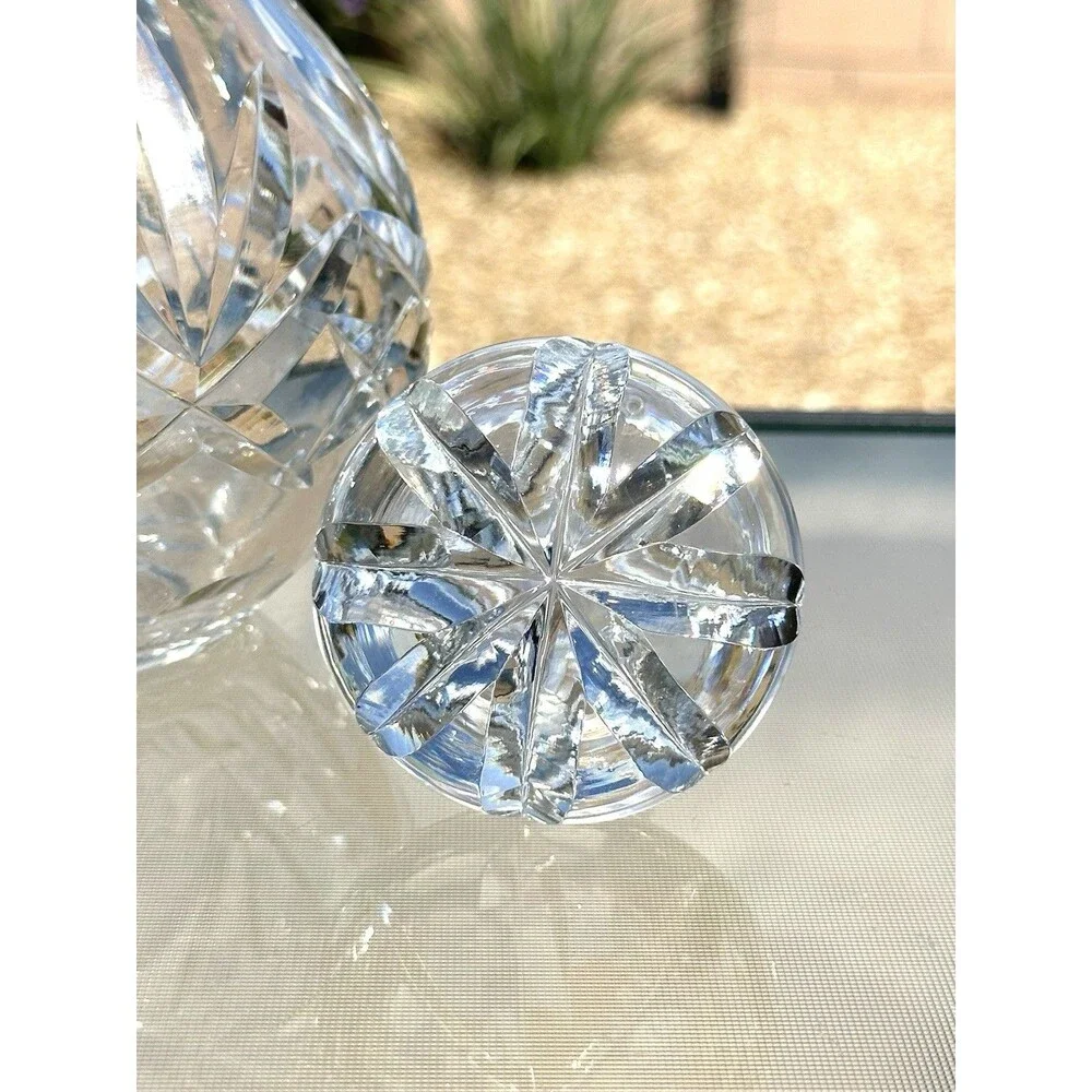 Astral Crystal Decanter Cut Glass Starburst Pattern w Stopper Vintage Barware